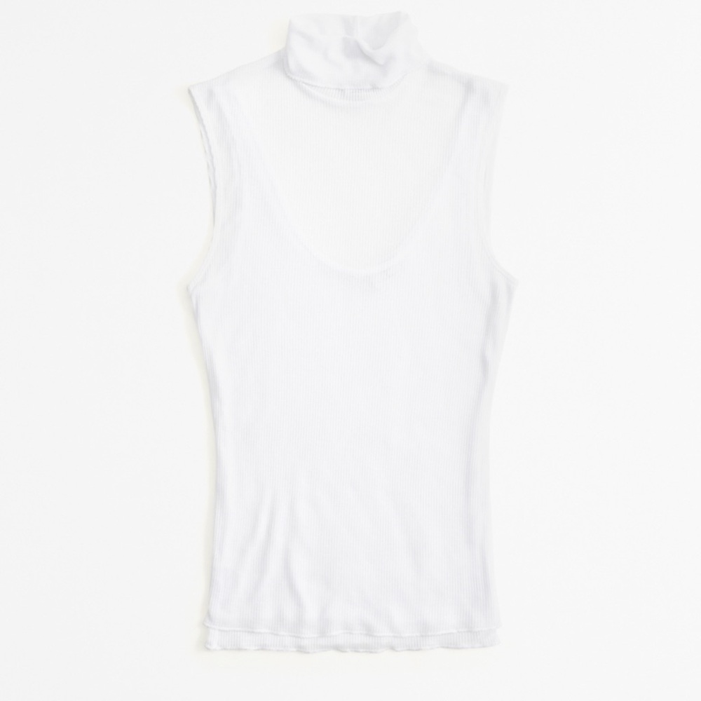 Abercrombie Sheer Rib Layered Turtleneck Top